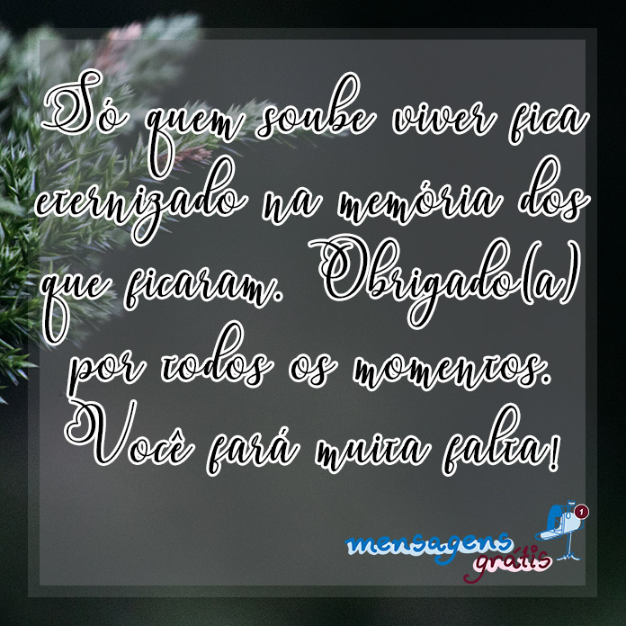 Mensagem para Uma Pessoa que Ficou Eternizada